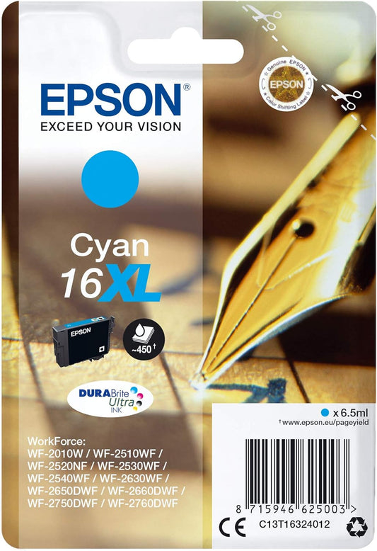 Genuine Epson 16XL Cyan Ink Cartridge Pen & Crossword