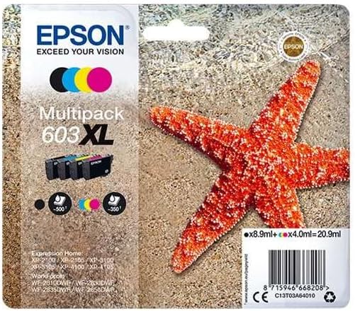 Genuine Epson 603XL Multipack Black/Cyan/Magenta/Yellow Ink Cartridges