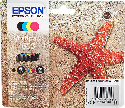 Genuine Epson 603 Multipack Black/Cyan/Magenta/Yellow Ink Cartridges