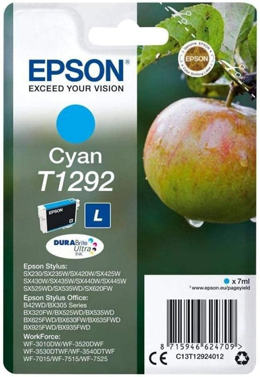 Genuine Epson T1292 Cyan Ink Cartridge C13T12924012