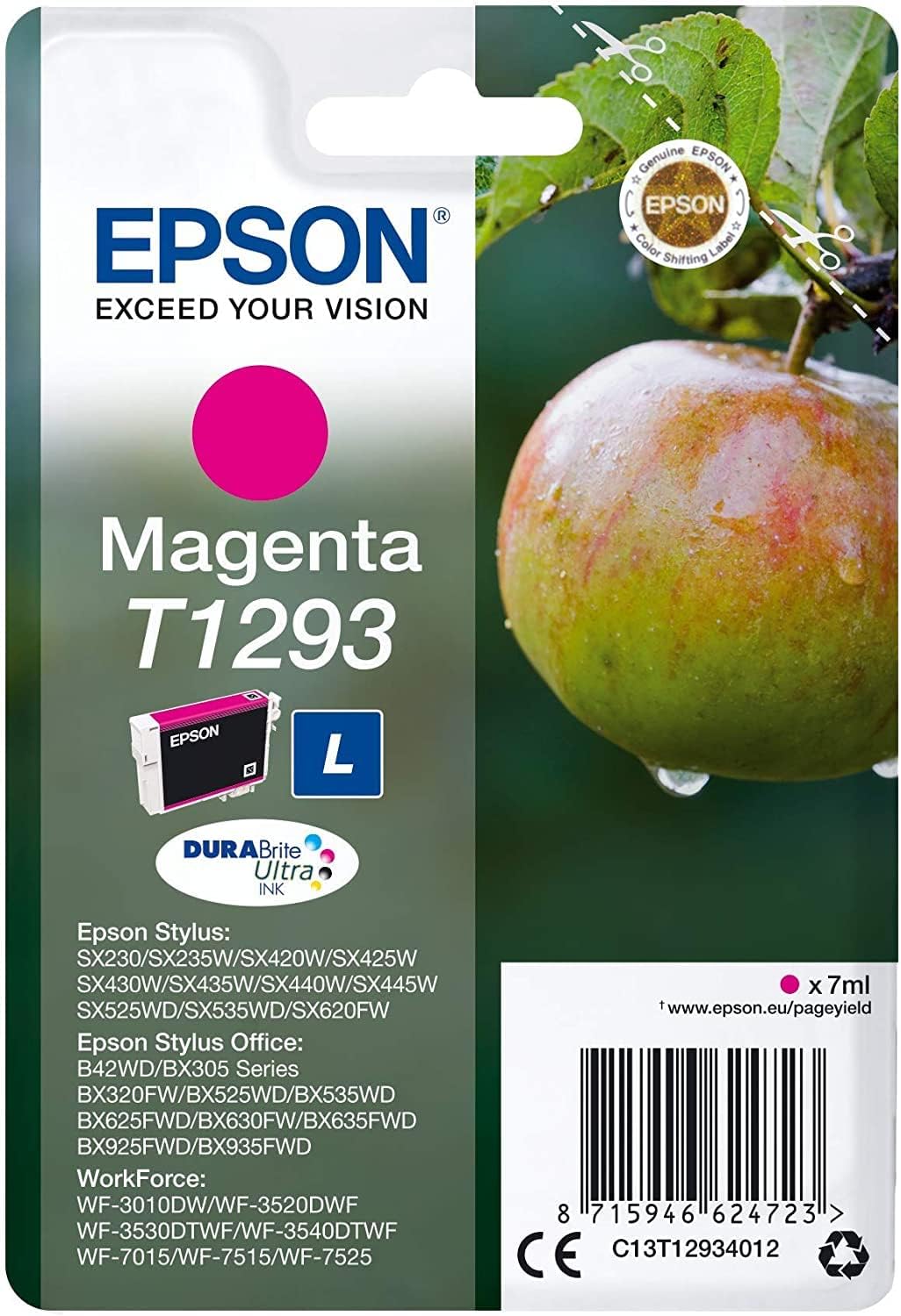 Genuine Epson T1293 Magenta Ink Cartridge C13T12934012