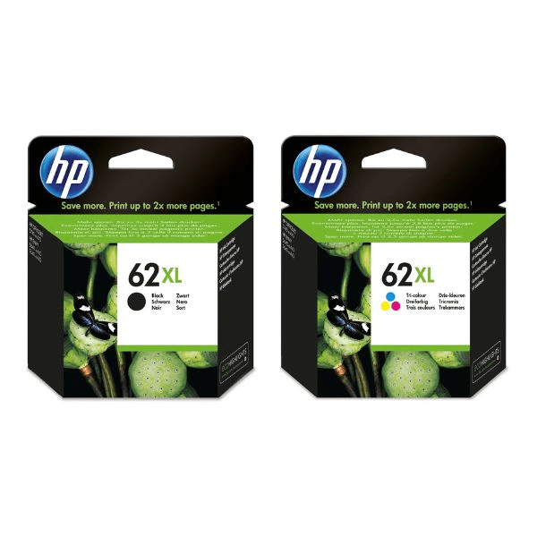 Genuine HP 62XL Black and Tri-colour Twin Pack Ink Cartridges