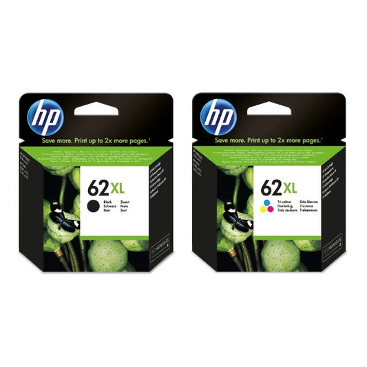 Genuine HP 62XL Black and Tri-colour Twin Pack Ink Cartridges