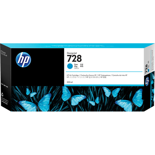 Genuine HP 728 Cyan Ink Cartridge 300ml F9K17A