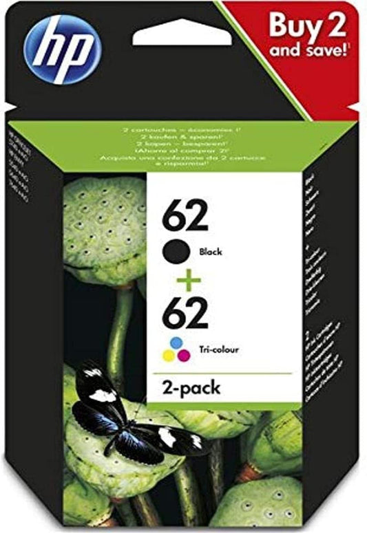 Genuine HP Original 62 Twin Pack Black and Tri-colour N9J71AE