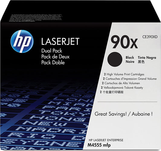 Genuine HP CE390XD (90X) Black High Capacity Printer Toner Cartridge Dual Pack