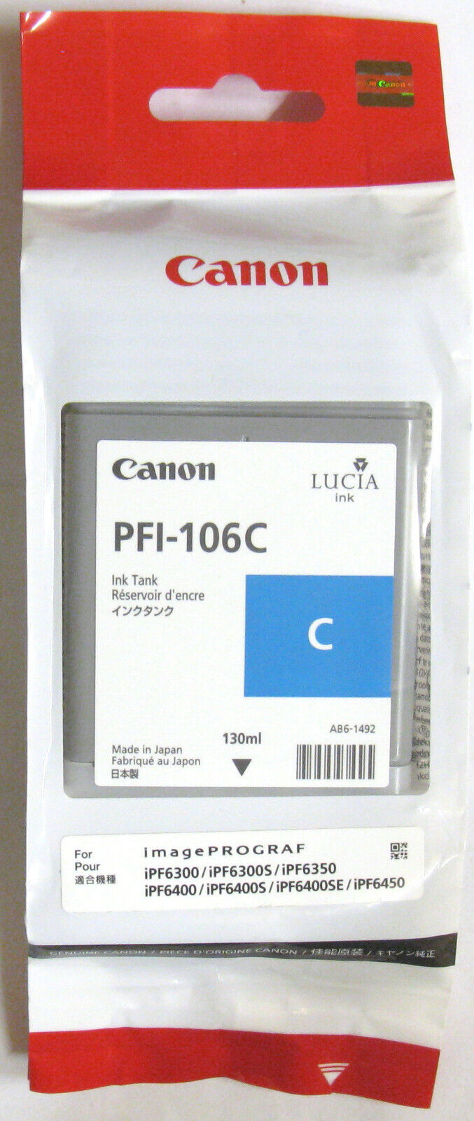 Genuine Canon PFI-106C Cyan Ink Cartridge ‎6622B001