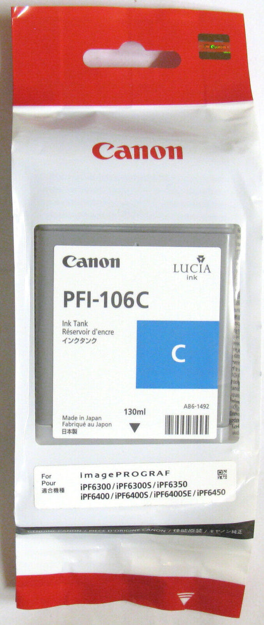 Genuine Canon PFI-106C Cyan Ink Cartridge ‎6622B001