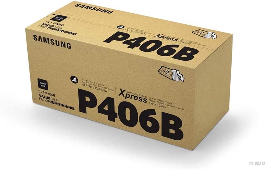 Genuine Samsung CLT-P406B Black Printer Toner Cartridge Twin Pack