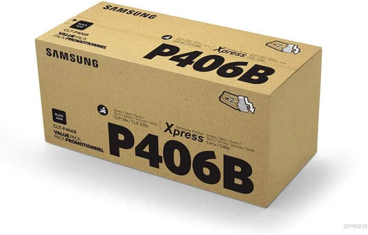 Genuine Samsung CLT-P406B Black Printer Toner Cartridge Twin Pack