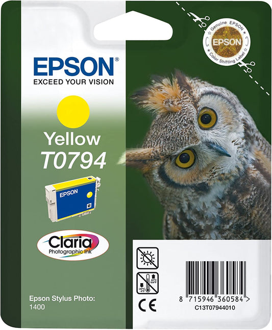 Genuine Epson T0794 Yellow Ink Cartridge (VAT Included) - Free P+P