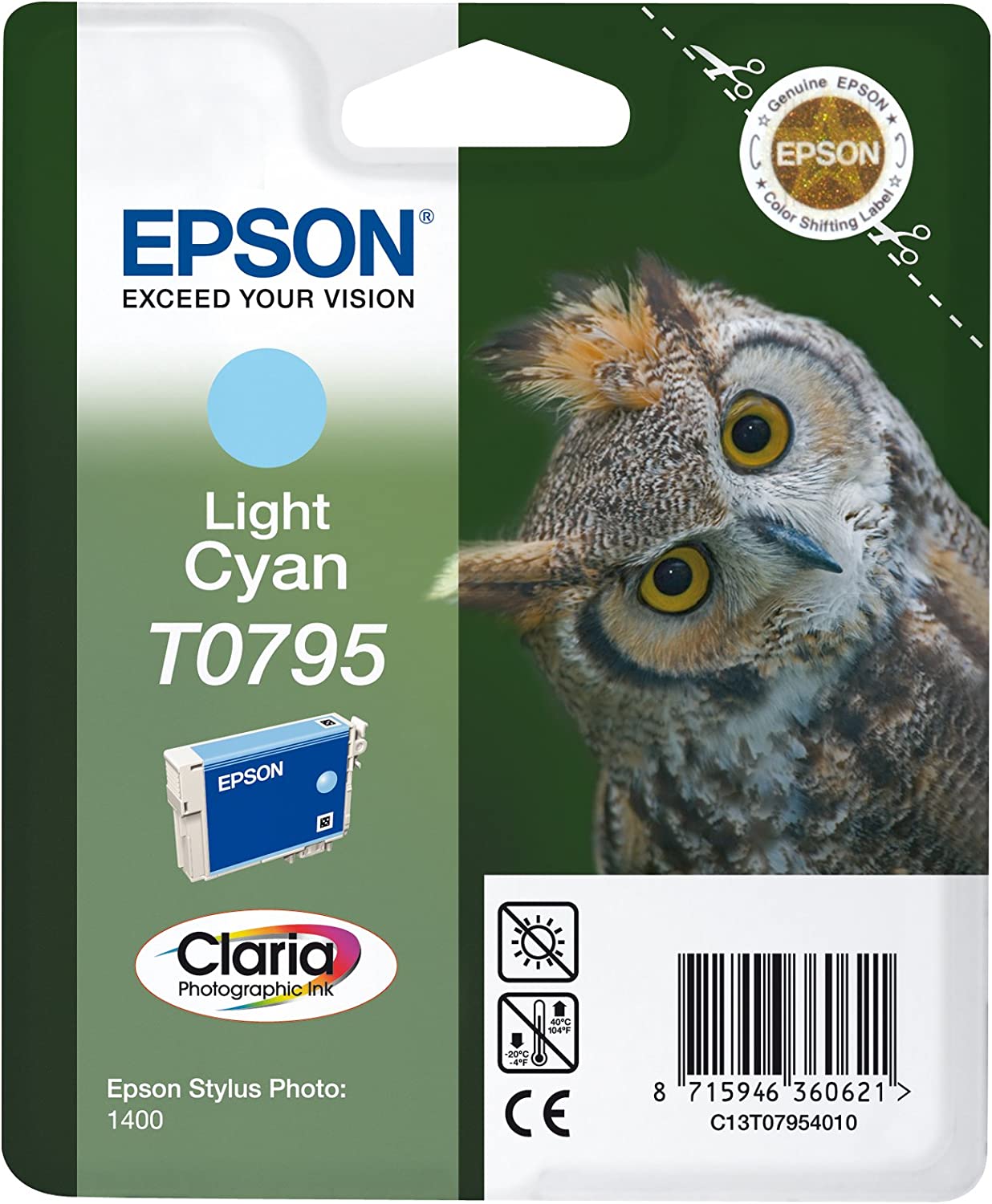 Genuine Epson T0795 Light Cyan Ink Cartridge