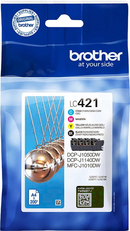 Genuine Brother LC421 Black/Cyan/Magenta/Yellow Ink Cartridge Multipack