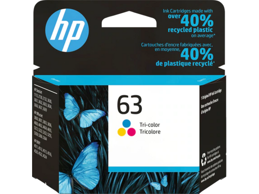 Genuine HP 63 Tri Colour Ink Cartridge F6U61A
