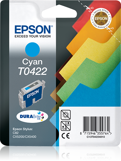 Genuine Epson T0422 Cyan Ink Cartridge