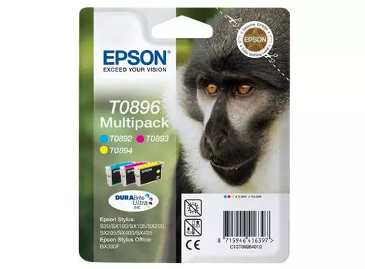 Genuine Epson T0896 Cyan/Magenta/Yellow Ink Cartridge Multipack
