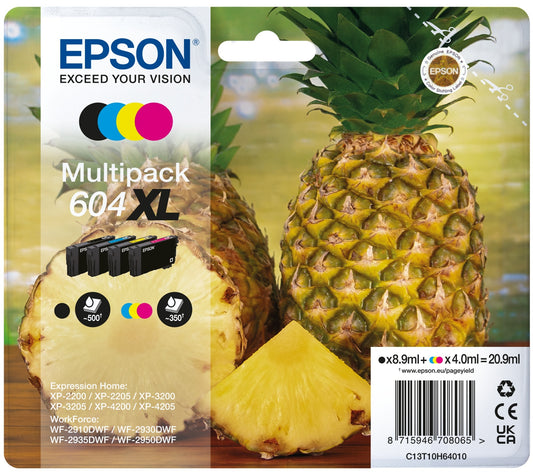 Genuine Epson 604XL Multipack Black/Cyan/Magenta/Yellow Ink Cartridges C13T10H64010