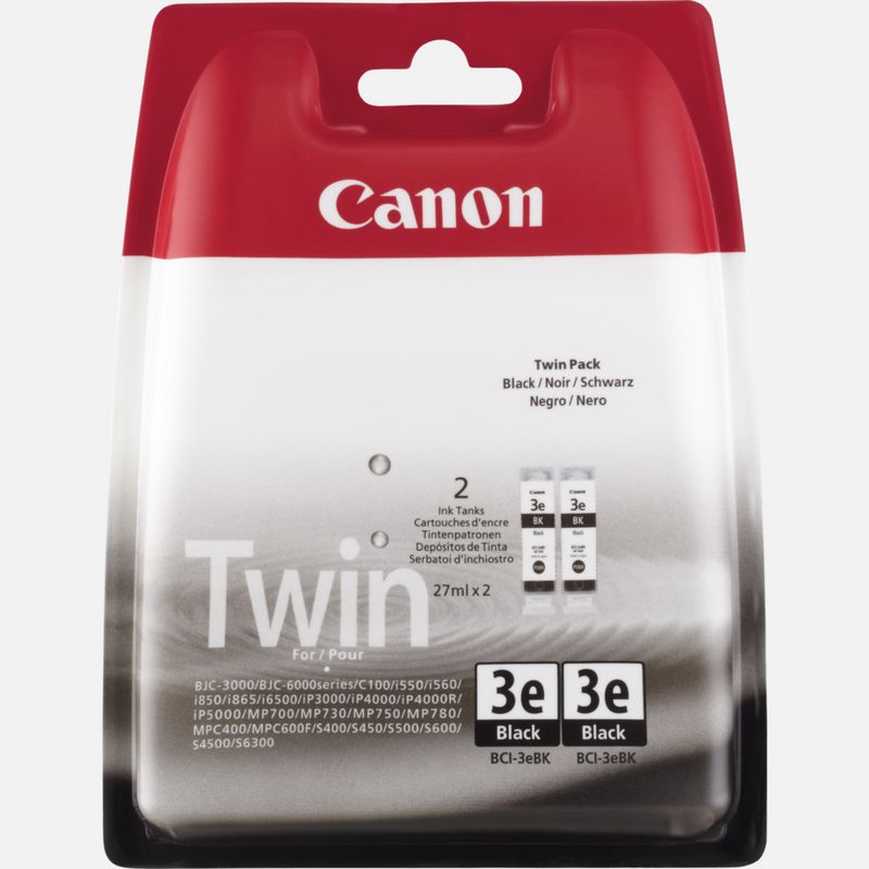 Genuine Canon BCI-3e Black Ink Cartridge Twin Pack 4479A298