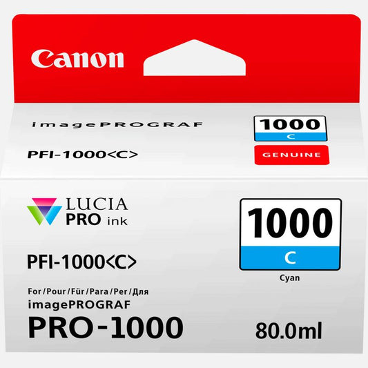 Canon PFI-1000C Cyan Ink Cartridge 0547C001