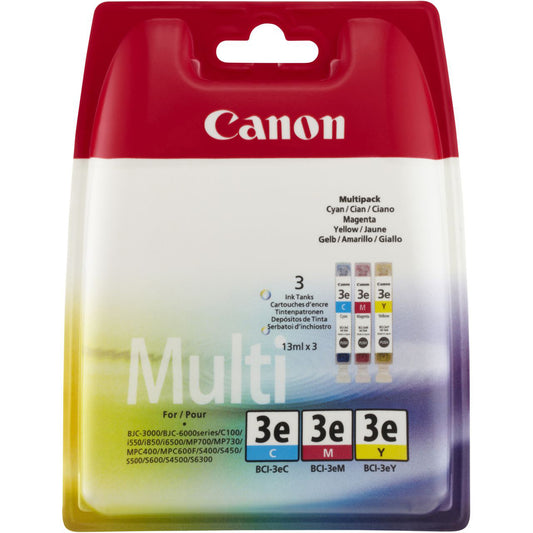 Genuine Canon BCI-3e Cyan/Magenta/Yellow Multipack 4480A262