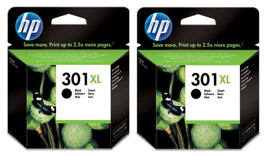 Genuine HP 301XL Black Ink Cartridge Twin Pack D8J45AE
