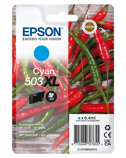 Genuine Epson 503XL Cyan Ink Cartridge