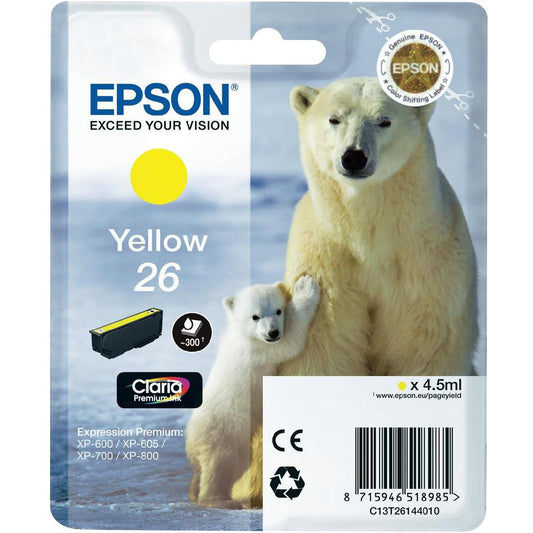 Genuine Epson 26 Yellow Ink Cartridge