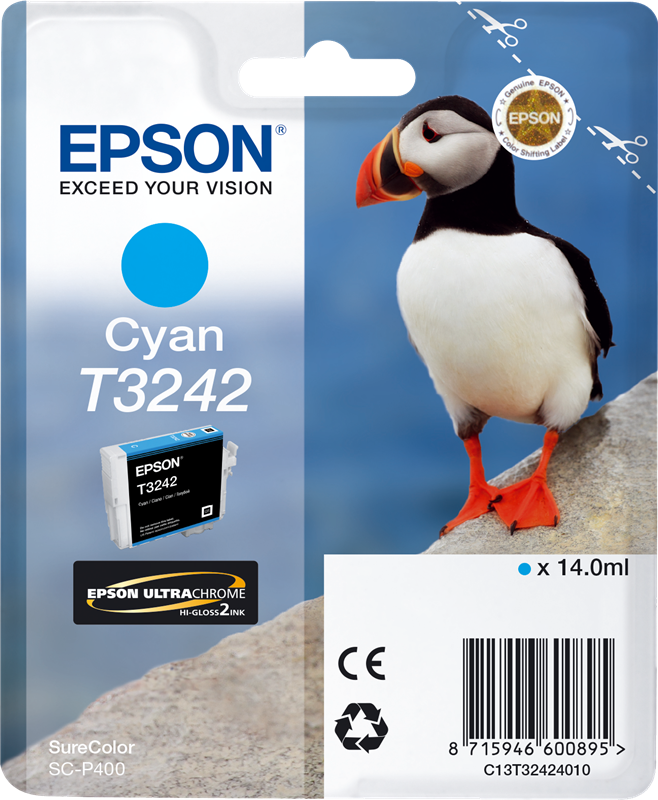 Genuine Epson T3242 Cyan Ink Cartridge