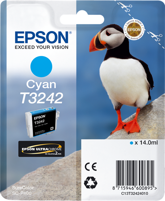 Genuine Epson T3242 Cyan Ink Cartridge