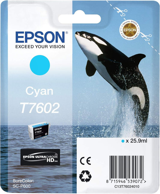Genuine Epson T7602 Cyan Ink Cartridge