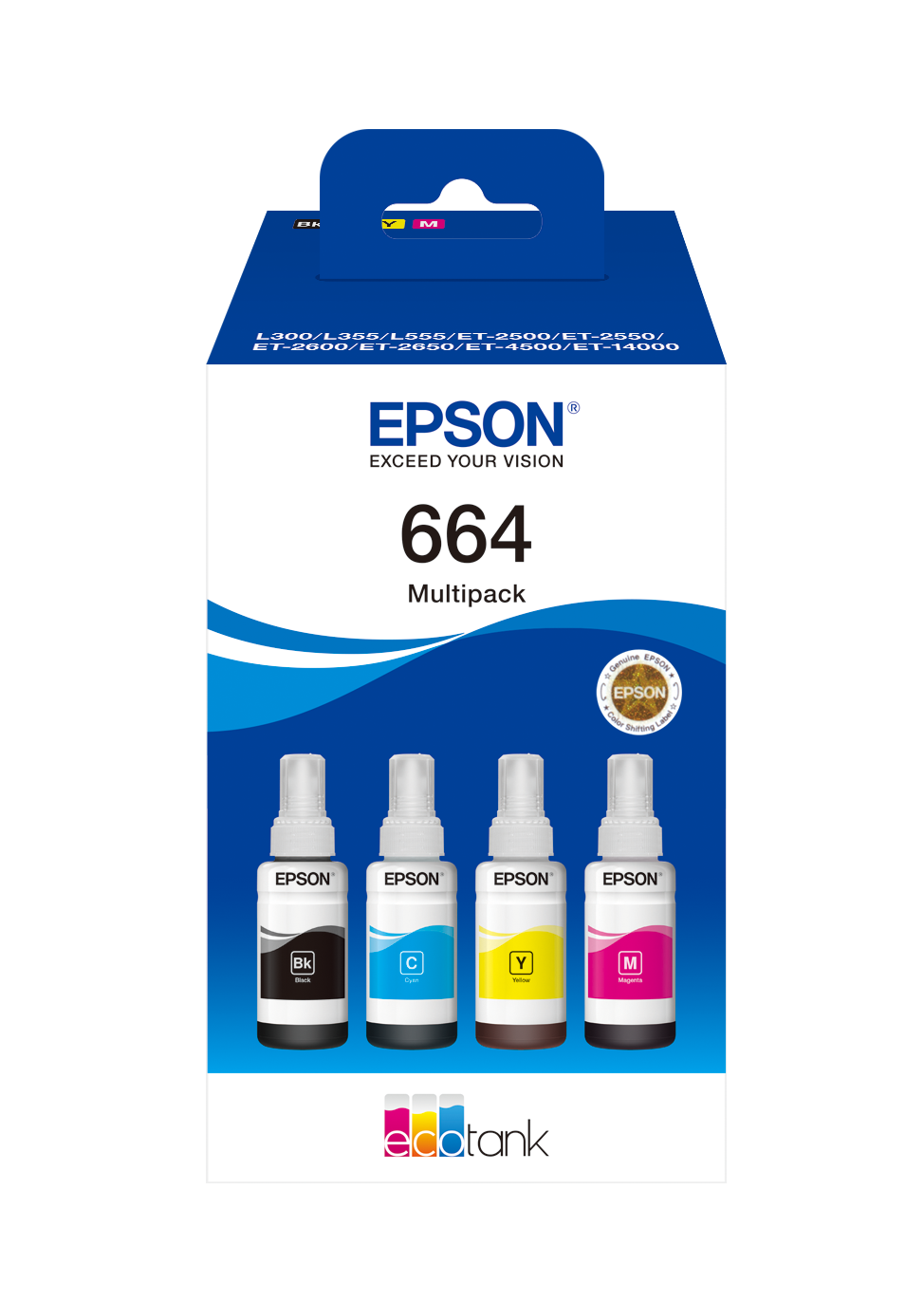 Genuine Epson 664 Black/Cyan/Magenta/Yellow Ink Bottle Multipack