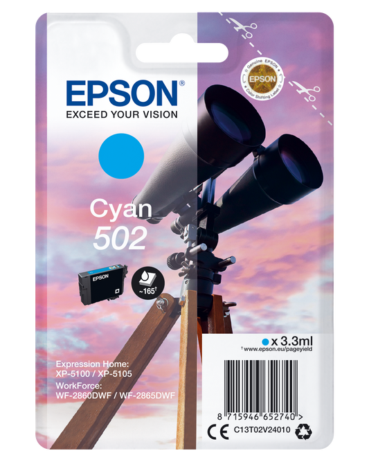 Genuine Epson 502 Cyan Ink Cartridge