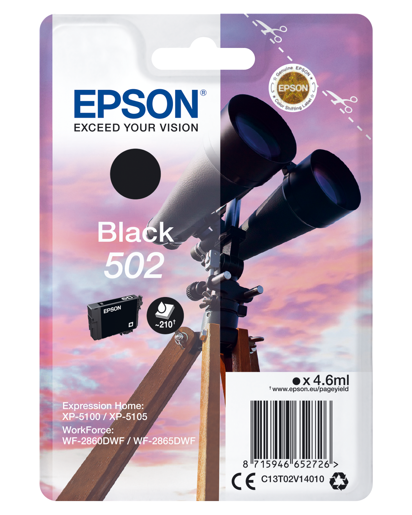 Genuine Epson 502 Black Ink Cartridge