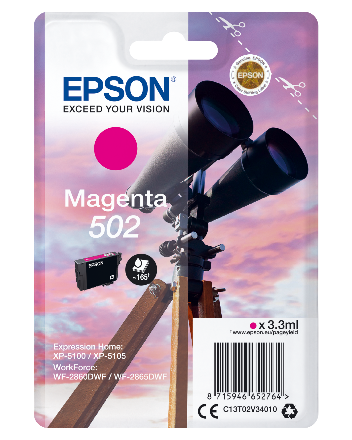 Genuine Epson 502 Magenta Ink Cartridge