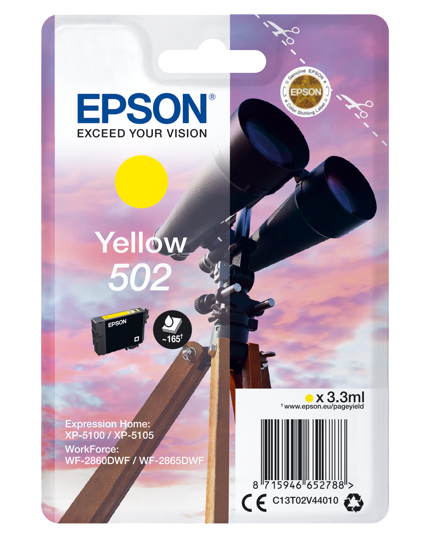 Genuine Epson 502 Yellow Ink Cartridge