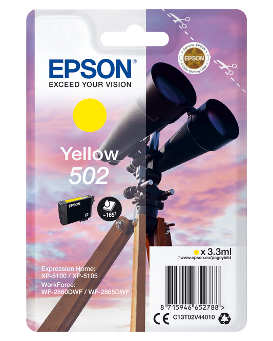 Genuine Epson 502 Yellow Ink Cartridge