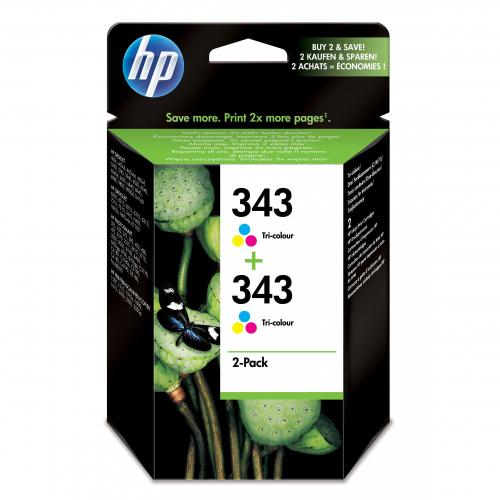 Genuine HP 343 Tri-colour Ink Cartridge 2-Pack CB332EE