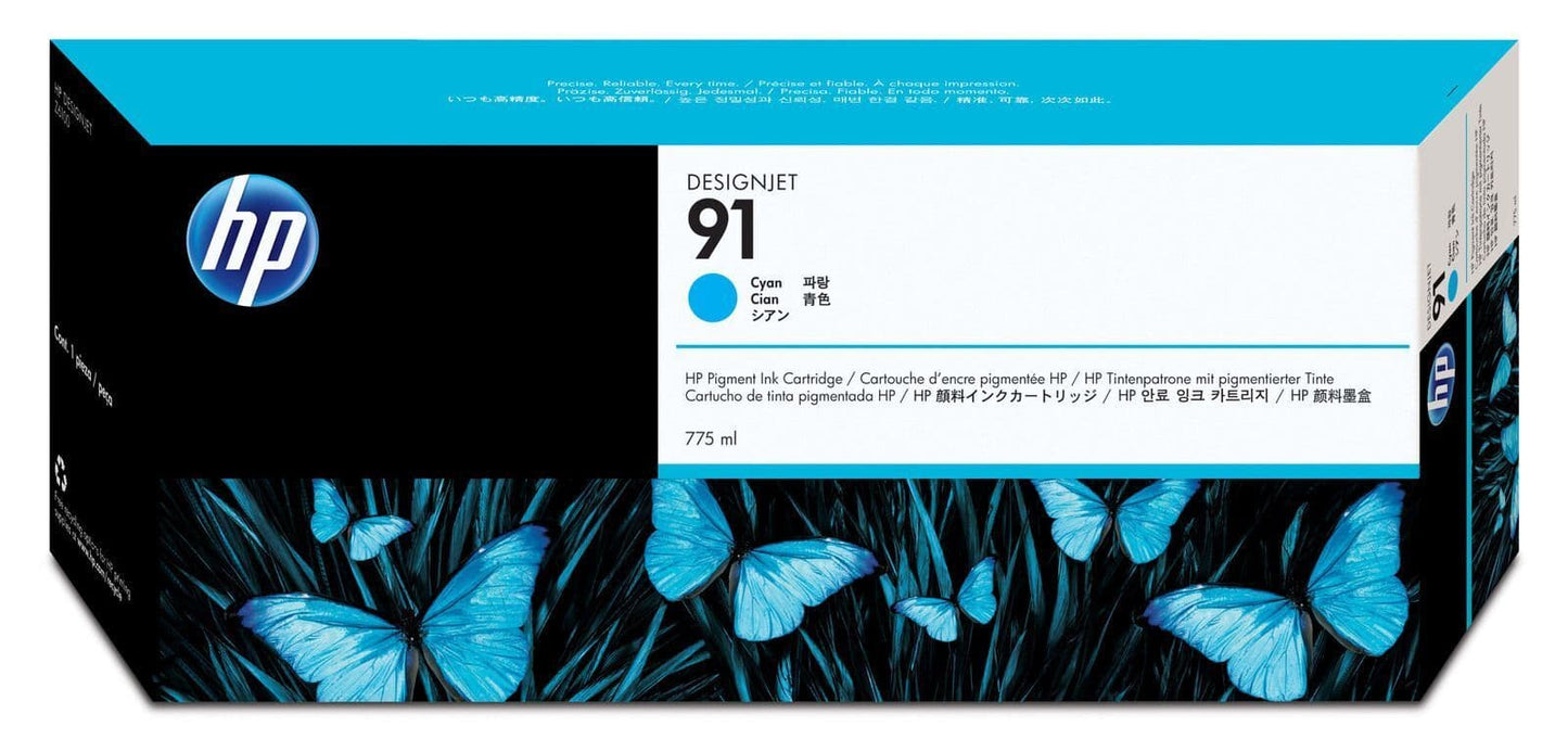 Genuine HP 91 Cyan Ink Cartridge C9467A