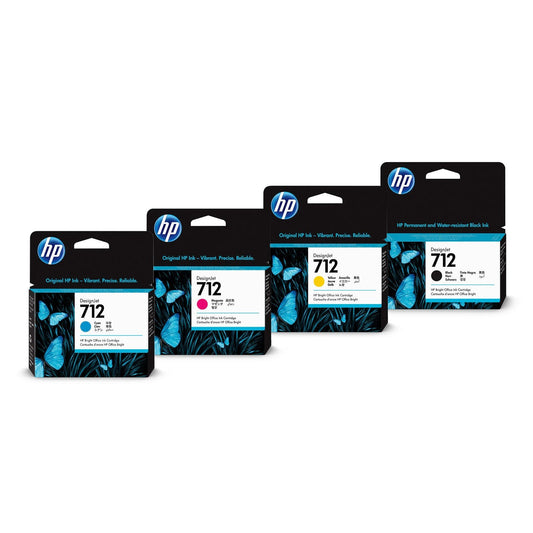 Genuine HP 712 Black/Cyan/Magenta/Yellow Ink Cartridge Multipack
