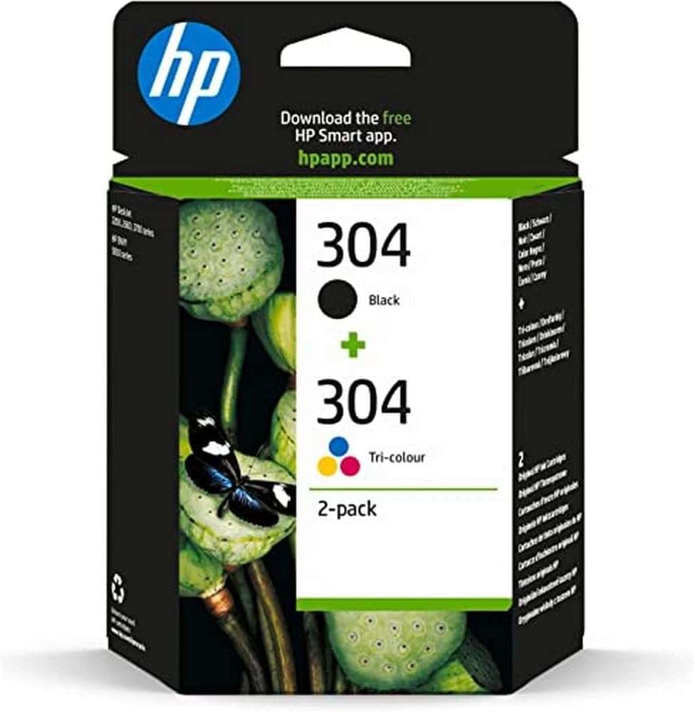 Genuine HP 304 Black and Tri-Colour Twin Pack Ink Cartridges 3JB05AE