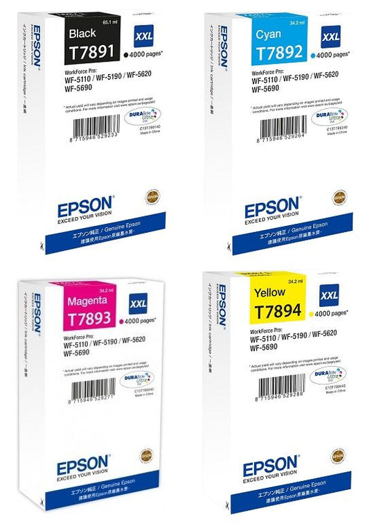 Genuine Epson T789 Black/Cyan/Magenta/Yellow High Capacity Ink Cartridge Multipack