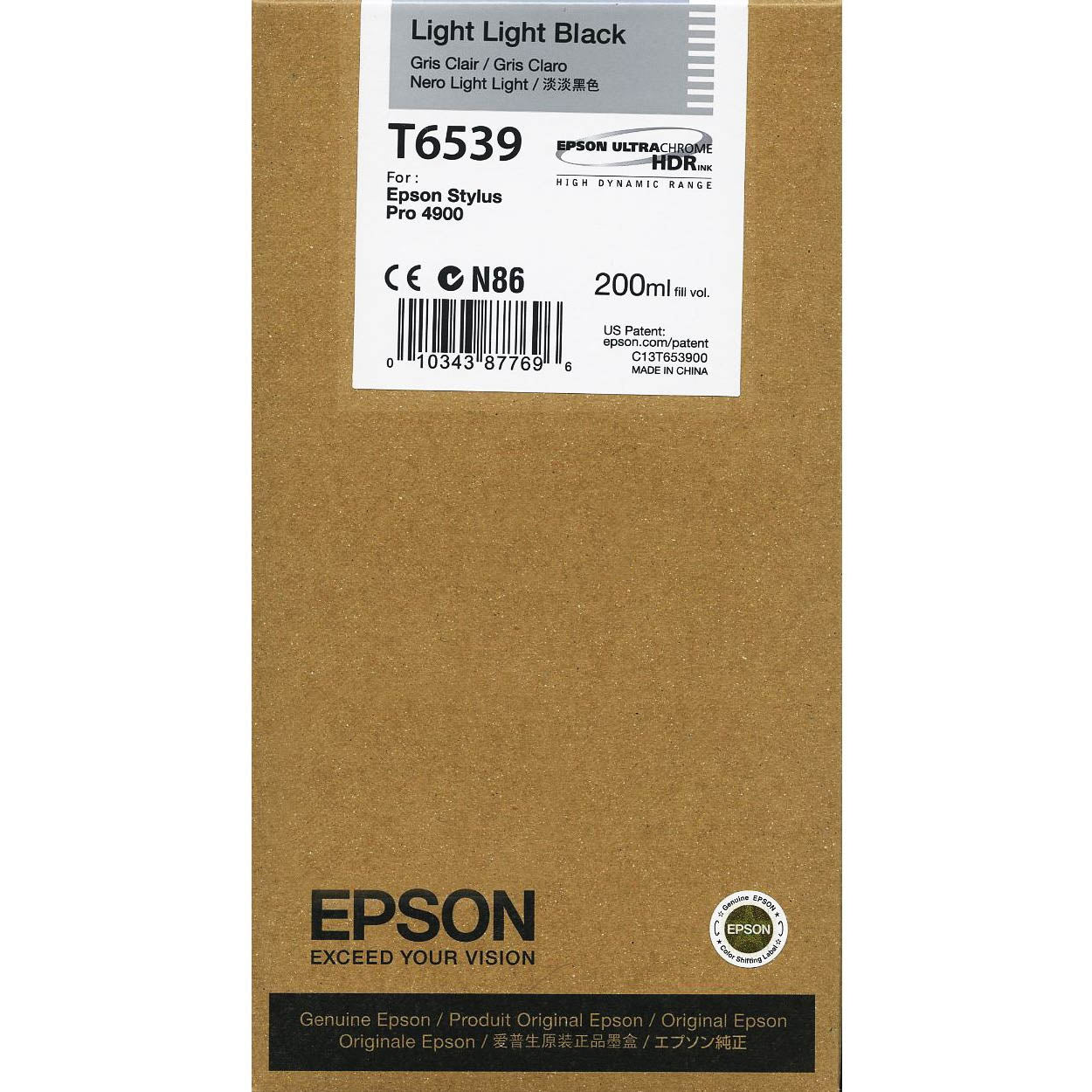 Genuine Epson T6539 Light Light Black Ink Cartridge C13T653900