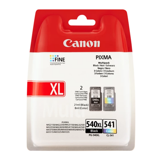 Genuine Canon PG-540XL CL-541 Black + Colour Ink Cartridge Twin Pack