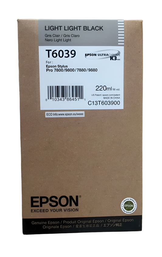 Genuine Epson T6039 Light Light Black Ink Cartridge C13T603900