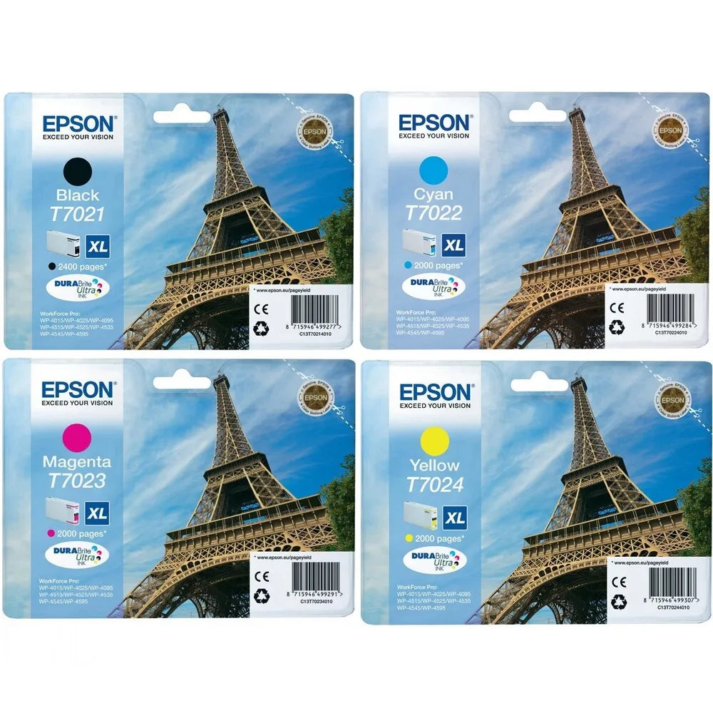 Genuine Epson T702 Black/Cyan/Magenta/Yellow High Capacity Ink Cartridge Multipack