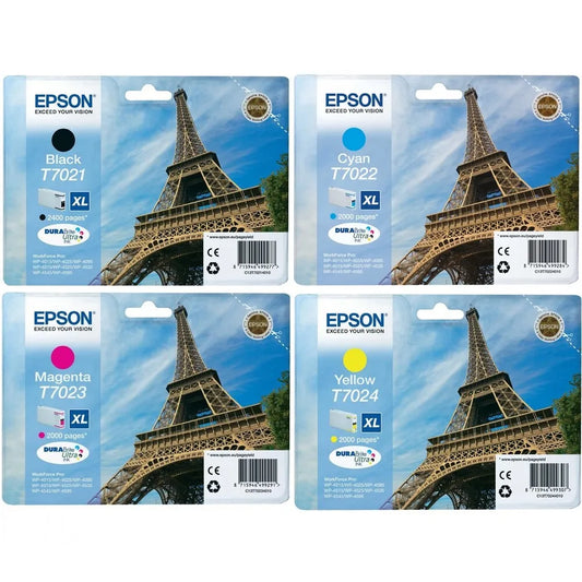 Genuine Epson T702 Black/Cyan/Magenta/Yellow High Capacity Ink Cartridge Multipack