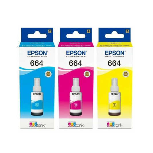 Genuine Epson 664 Cyan/Magenta/Yellow Ink Bottle Multipack