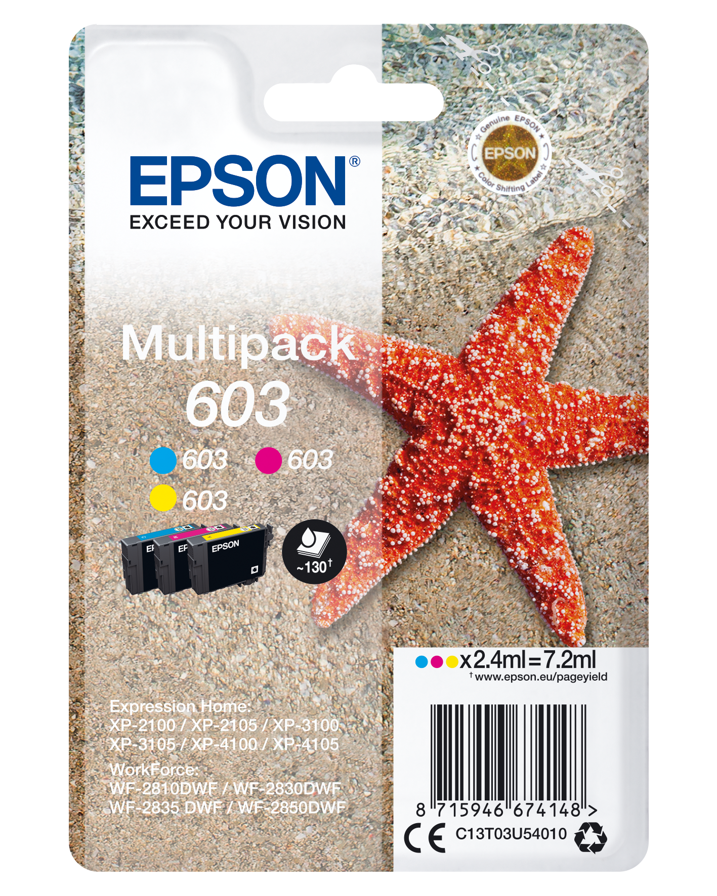 Genuine Epson 603 Multipack Cyan/Magenta/Yellow Ink Cartridges