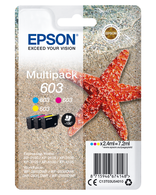 Genuine Epson 603 Multipack Cyan/Magenta/Yellow Ink Cartridges