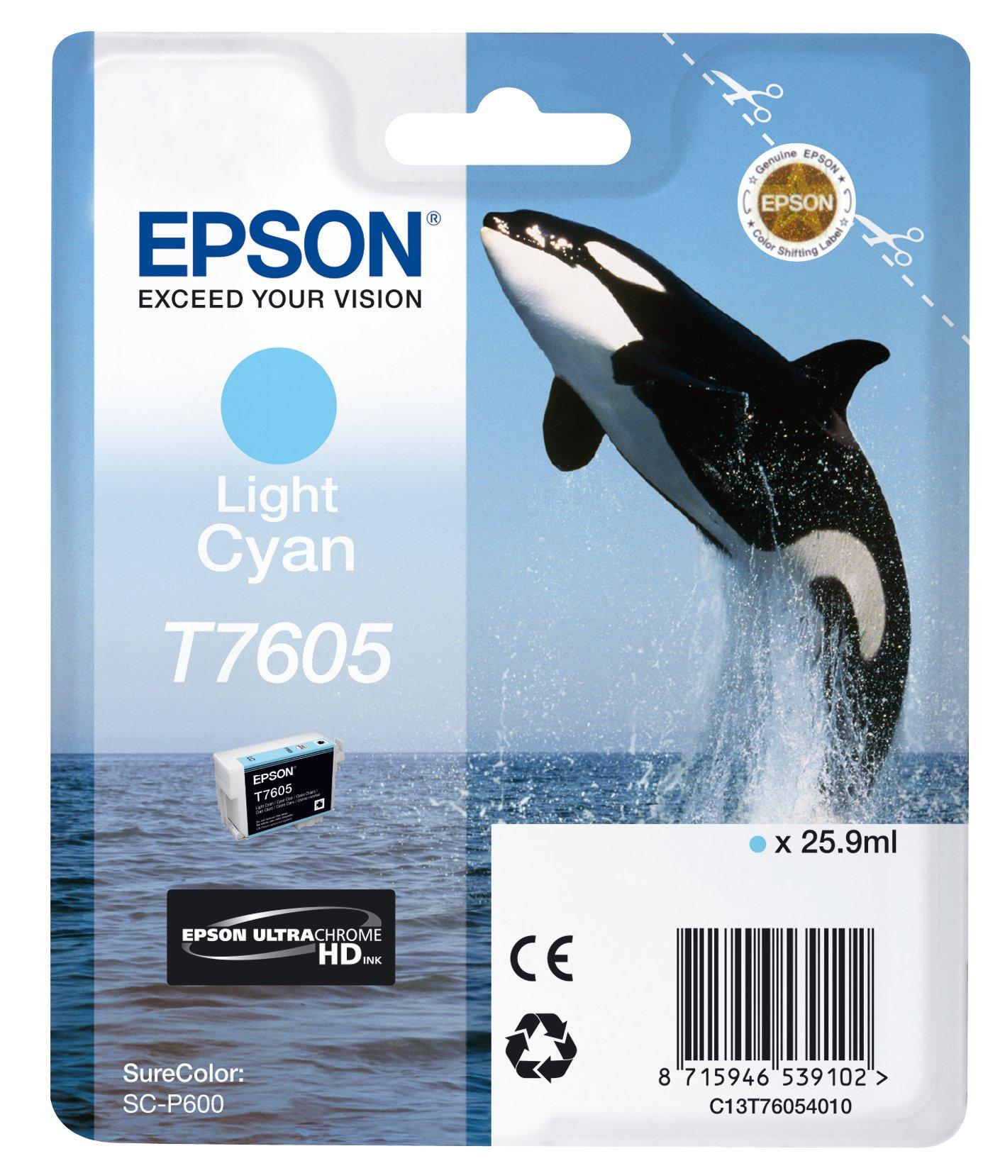Genuine Epson T7605 Light Cyan Ink Cartridge